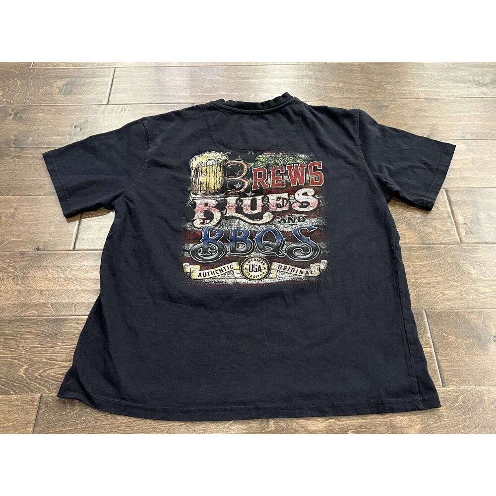 Joe Marlin Mens Black Brews Blues BBQS Short Sleeve T-shirt Size M MEDIUM - Picture 3 of 9